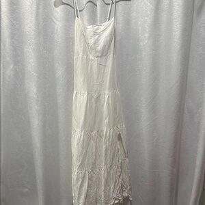 Astr White Ruched Maxi Sundress